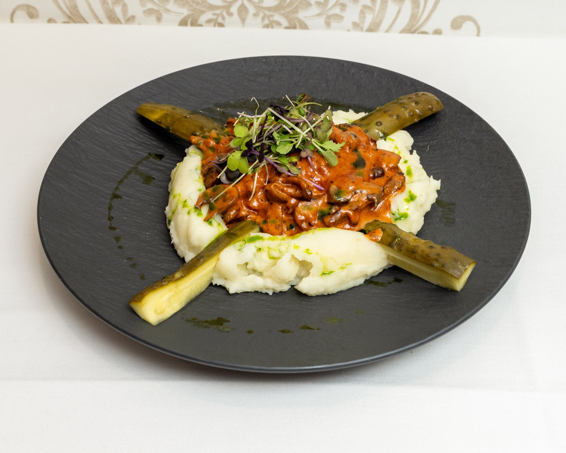 Beef Stroganoff with sides